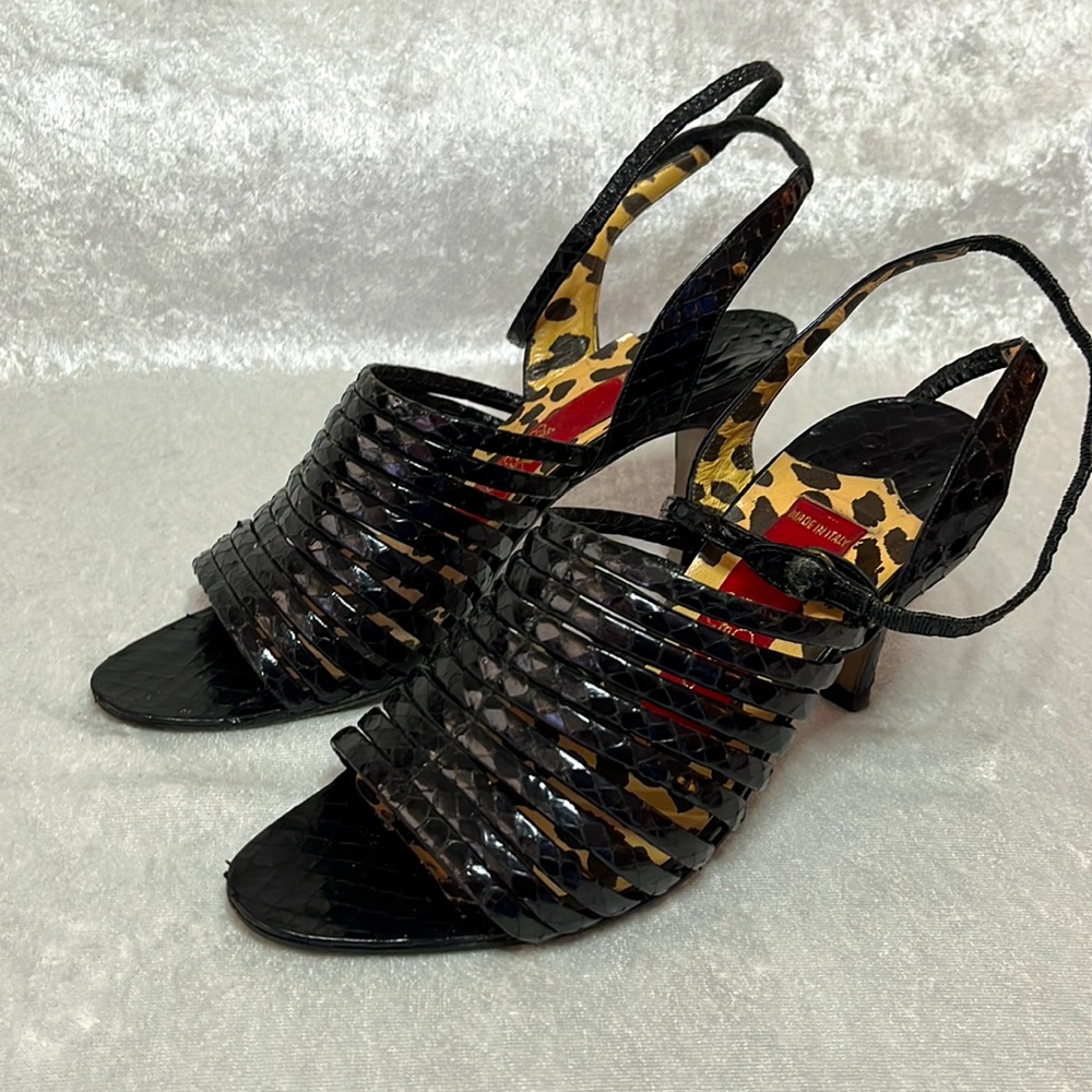 Valentino Snakeskin Black Ankle Strap Sandals